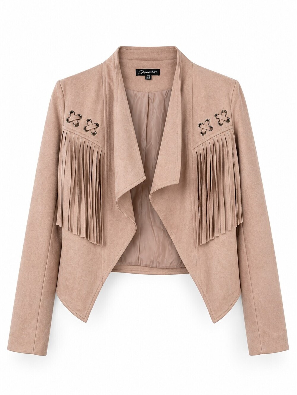 Shinesdar Women’s S Blush Faux Suede Fringe Western Cowgirl Jacket